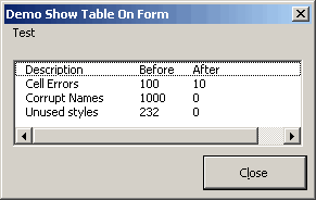 Demo of userform with table displayed