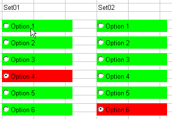  12 option buttons on an Excel sheet