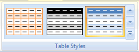  Table Styles gallery