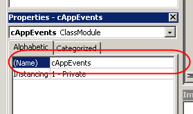 Change the name of the class module in its properties