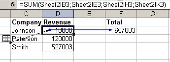 Excel displaying formula precedents with an off-sheet reference