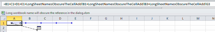 A formula containing worksheets with a long name