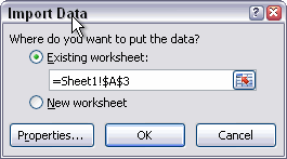 Tell Excel where to put the results