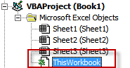 The Project explorer in the VBA Editor