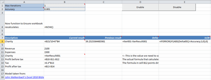 Worksheet setup, formulas