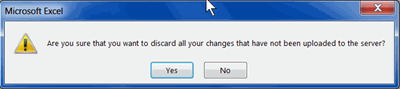 Discard changes message