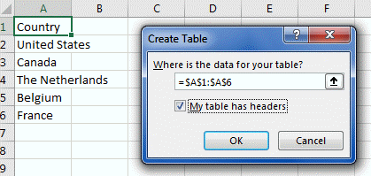Convert to table