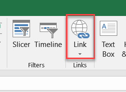 Link Button on Insert tab