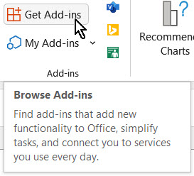 Excel's Get Add-ins button