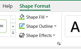 The Shape Format contextual tab of Excel