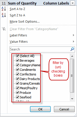 Filtering a Pivottable field