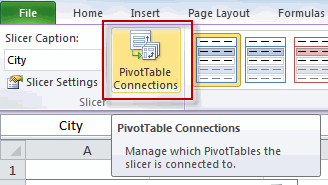 the Pivottable Connections button