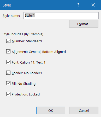 Styles dialog of Excel