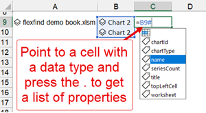 Screenshot: Workbook Info function demonstrating dot notation