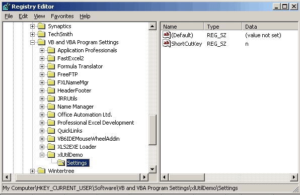 Screenshot of the register editor showing the new entry