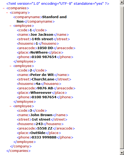 XML file shown in Internet Explorer