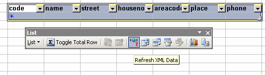 Button "Refresh XML data"on the “List” toolbar